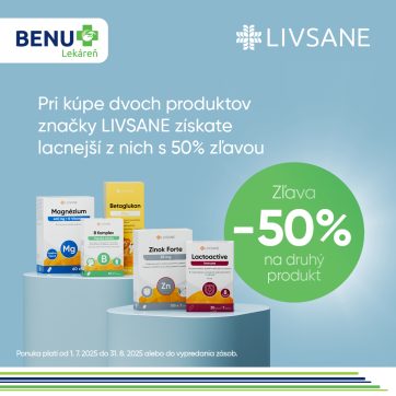 BENU LEKÁREŇ & VÝHODNÉ LETNÉ NÁKUPY LIVSANE SO ZĽAVOU -50% NA DRUHÝ PRODUKT!
